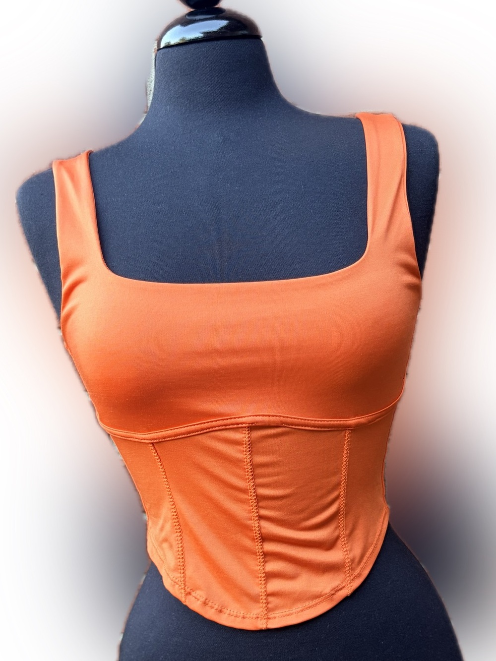 Women's Orange Corset-Style Crop Top